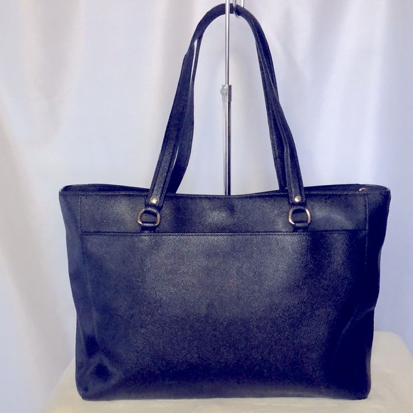 COACH Addison black shoulder tote # 91150. Cross grain leather. 3 compartments. - Picture 9 of 16
